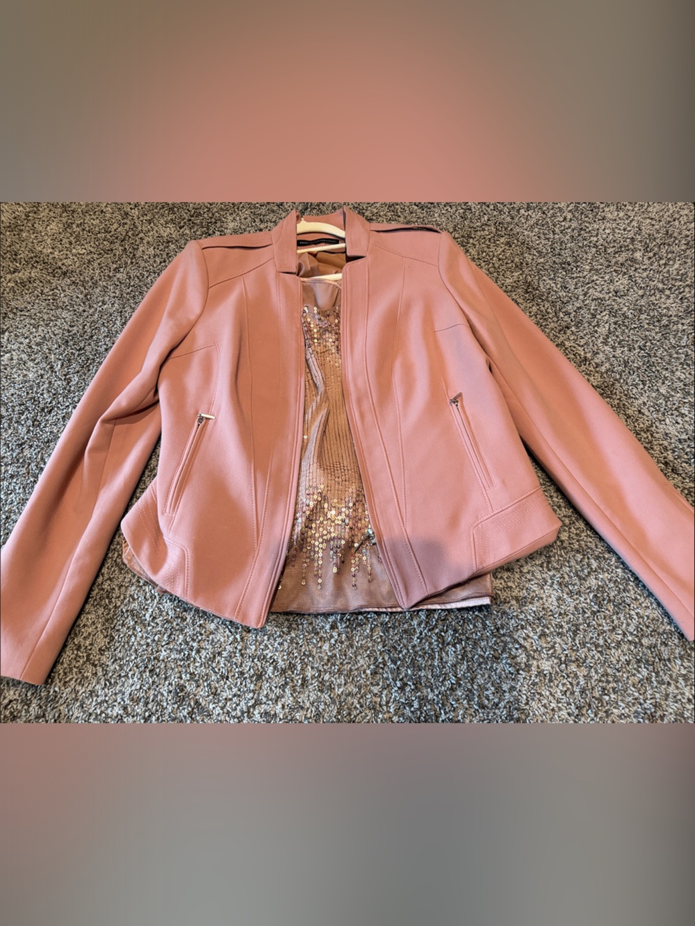 White House Black Market Blush Pink Zip-Front Blazer